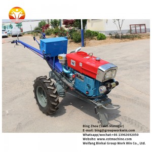 Mini 12hp hand walking agricultural tractor with equipments