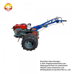 Mini 12hp hand walking agricultural tractor with equipments