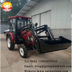 medium farm horsepower tractor, front loader and hoe, powerful engine