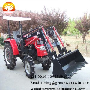 medium farm horsepower tractor, front loader and hoe, powerful engine